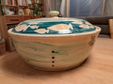 Grosser, wunderschöner Keramik Brotkasten Brottopf mit Deckel rund ca. 35x20 cm,