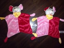 2Stück Bambia Aldi Maus Rot Rosa Gelb Halstuch Schmusetuch Schnuffel Kuscheltuch