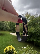 Yves Saint Laurent Lederarmband mit Logo Schwarz Gold Echt