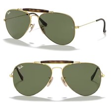 Ray Ban SONNENBRILLE GOLD GRÜN RB 3029 181 62 OUTDOORSMAN II 3026 AVIATOR 3025