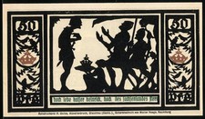 Notgeld Quedlinburg 1921, 50 Pfennig, Soldaten und Burg im Sonnenaufgang, Serie 