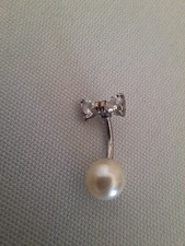 Piercing Silber Edelstahl Perle Schleife Glitzer Bauchnabelpiercing Schmuck