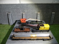 Minitrix 1527 Roco 25099 Trix 3590 Flachwagen Kranwagen mit Begleitwagen Güterwa