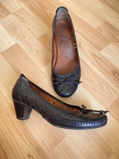 ♥ Jana Pumps Schwarz Gr 5 Weite H 38 Leder Schuhe Super bequem Schleife Lochmust