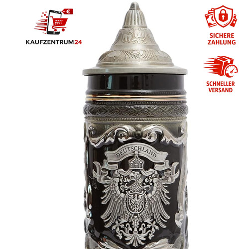 Bierkrug mit deckel - mit, steinkrug