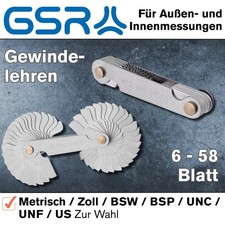 GSR Gewindeschablone Metrisch / Zoll (BSW / BSP / UNC / UNF / US) Gewindelehre