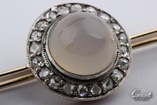 Antike Brosche Nadel 585 14K Gold antik Mondstein Diamanten top! *