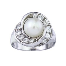 Ring Perle Brillanten 750er
