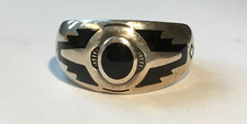 Schöner ausgefallener Silberring m schwarzem Onyx Sterl Silber Indianerschmuck