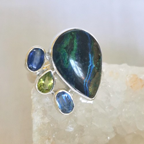 Ring mit azurit kyanit - kyanit, +