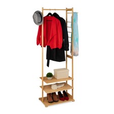 Kleiderständer Garderobengestell Standgarderobe Klamottenständer Bambus Ablage