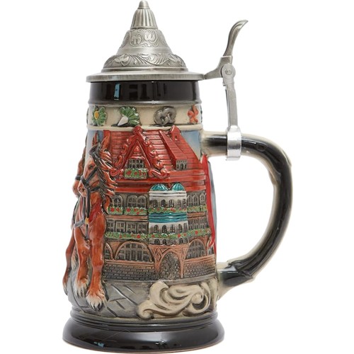 Bierkrug mit zinndeckel - mit,