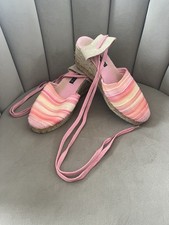 Picnic Wedges Gr. 38 Sandalen Rosa Espadrilles zum Schnüren Keilabsatz