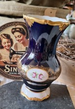 Kobalt Vase Blumenvase Weimar Porzellan Rosen ? Antik Golddekor Thüringen
