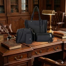 Handtaschenset Schwarz 4 Teilig aus Kunstleder