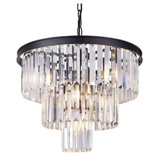 Wellmet 7-Licht Kristallleuchter Ø50cm Schwarz Kronleuchter Modern Kristall