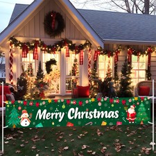 Frohe Weihnachten Banner Große, 300 x 50 CM Weihnachtsbanner Balkon, Weihnachts