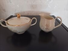 Edelstein Bavaria Zuckerdose und Milchkännchen mit Blumendekor und Goldrand 