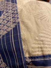 2 Dekokissen 80x40 cm Unikate handmade blau weiß sehr edle Stoff-Kombination