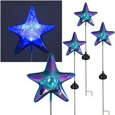 4er Set Solar LED Garten-Stab SEE-STERN Glas-Kugel-Leuchte Deko Garten-Stecker