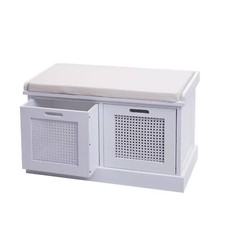 B-Ware Sitzbank MCW-J49, Kissen Aufbewahrungsboxen weiß, Polster creme-weiß