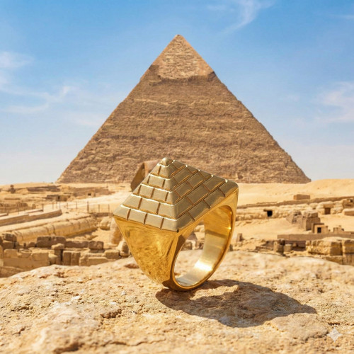 Vergoldeter pyramidenring - vergoldeter,