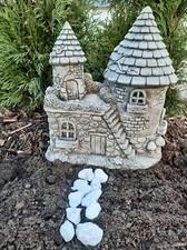 Gartenfigur Feenhaus Haus Feengarten Fee Elfe Figur Garten massiv Steinfigur 