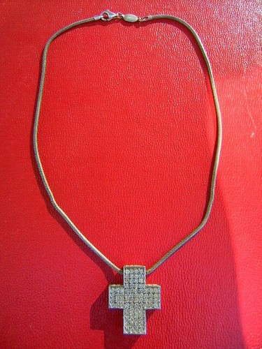 Kreuz strass 925er silber mit - strass,