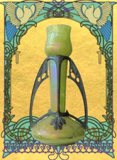 Art Nouveau Pallme König Loetz Pampas Metallmontierung Jugendstilvase 36CM 1900