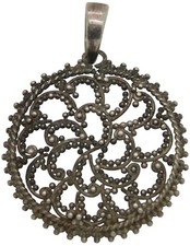 ? Silber Anhänger Filigranarbeit Biedermeier Antikschmuck - 3,3 x 2,4 cm / 2,0g