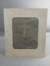 Altes Bild Fotografie Grab Kreuz Foto schwarz/weiß antik WK 1 I Militär Sammler