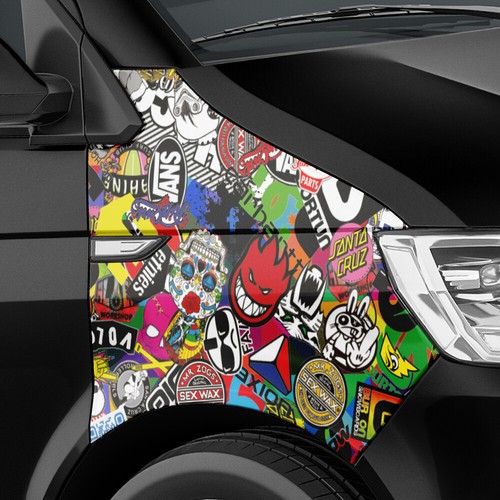 Stickerbomb auto folie - stickerbomb, auto-folie