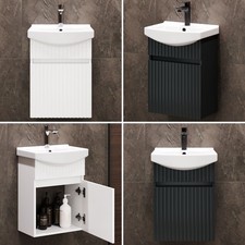 Waschbecken mit Unterschrank 45cm Wega Matt Anthrazit/Weiß Badschrank Waschtisch