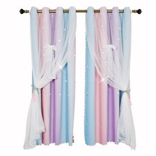 Sterne Vorhang Verdunkelungs Vorhänge mit Ösen Gardinen Doppelter Kinderzimmer