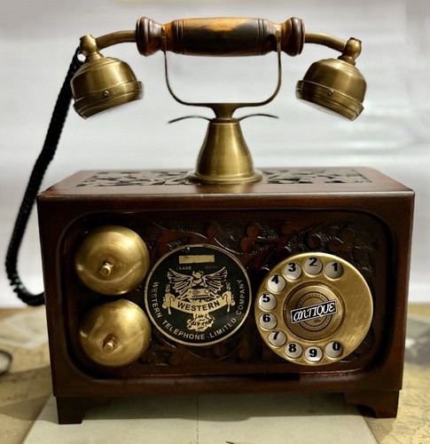 Vintage telefon holz western - telefon,