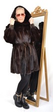 A5502 NERZJACKE ECHT PELZ PELZMANTEL NERZ MANTEL KAPUZE - MINK FUR JACKET HOODED