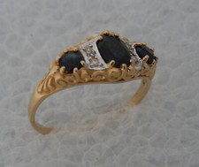 585 Gold Diamant Onyx Antik