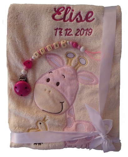 Babydecke beige giraffe - beige, mit