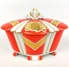 Art Deco Porzellan Deckeldose 30er – Schaubach Kunst Rot Gold geometrisch