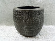 Großer Übertopf Blumenübertof Cachepot Keramik in Grau Steinoptik 19,5 cm