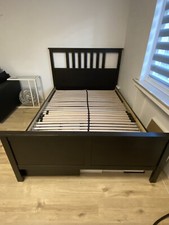 Ikea Hemnes Bett, dunkelbraun, 140 x 200cm Liegefläche mit Matratze „morgedal“