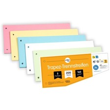 perfect line 200 Trennstreifen für Ordner A4 Trapez Karton Trennblätter farbig