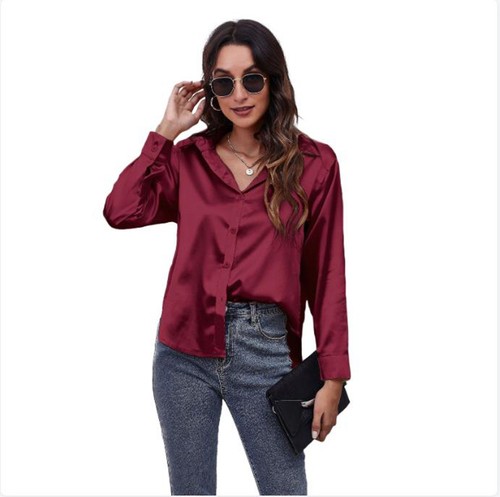 Damen satin hemd tunika - satin,