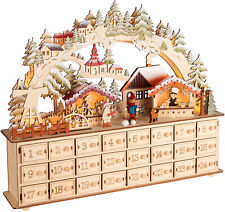 Adventskalender Holz Weihnachtskalender zum Befüllen Weihnachtsdorf Marktstände