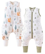 2er Pack Baby Schlafsack mit Beinen 1.5 Tog 100% Baumwolle 95-105cm 