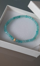 Amazonit Armband Perle vergoldet ungetragen flexibel und dehnbar