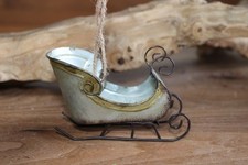 Deko-Schlitten aus Metall im Vintage-Stil, zum Hängen, 10 x 7 x 6 cm
