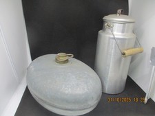 Alte Wärmflasche  30x20 cm  Zink  Antik  Vintage und Milchkanne Alu Deko