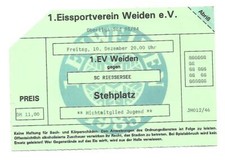 Eishockey Eintrittskarte - 1993/94 - 1. EV Weiden vs SC Riessersee - OL Süd