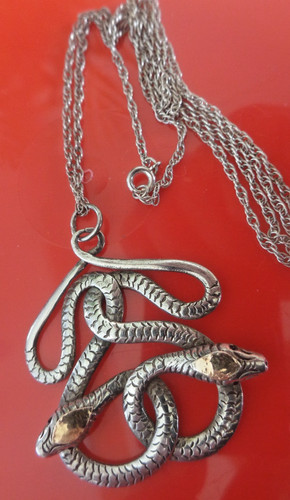 Silber gold schlange anhänger - silber,